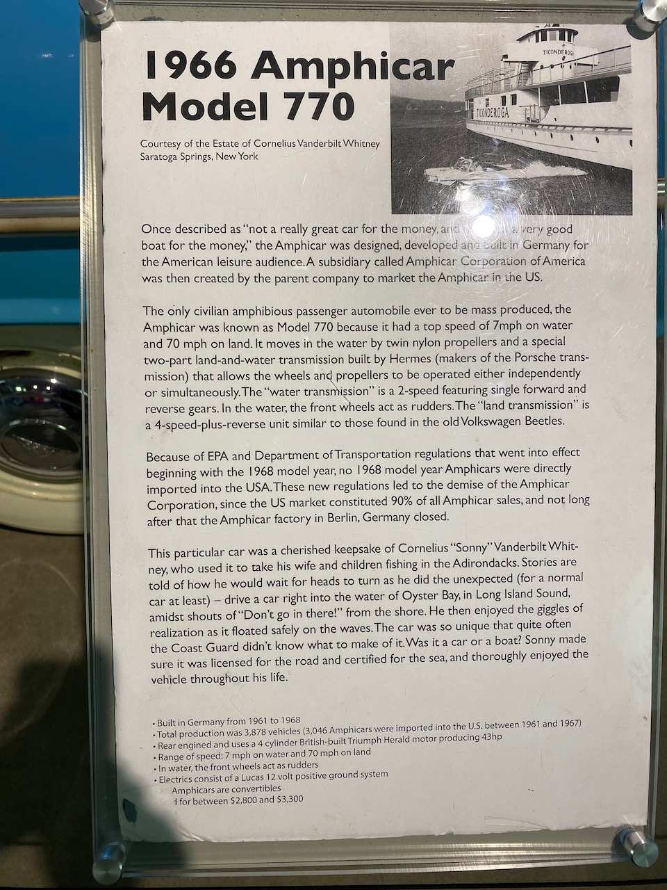 saratoga spa - 1966 amphicar sign