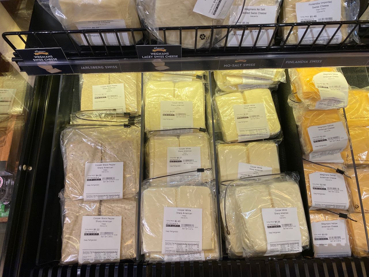 Cheese case at Wegmans store in King of Prussia PA